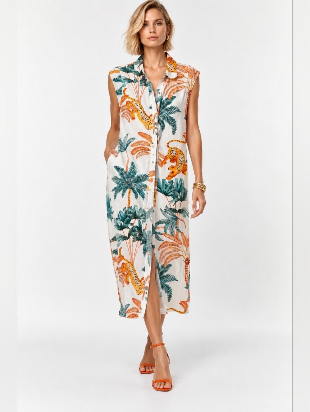 Anthropologie Maeve Tropical Print Midi Dress